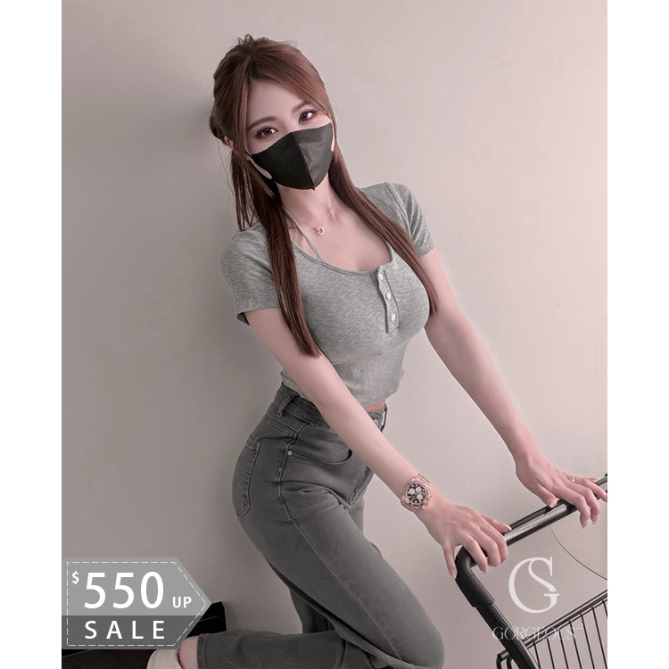 A143 「超大胸比基尼1+1假兩件BRA TEE」