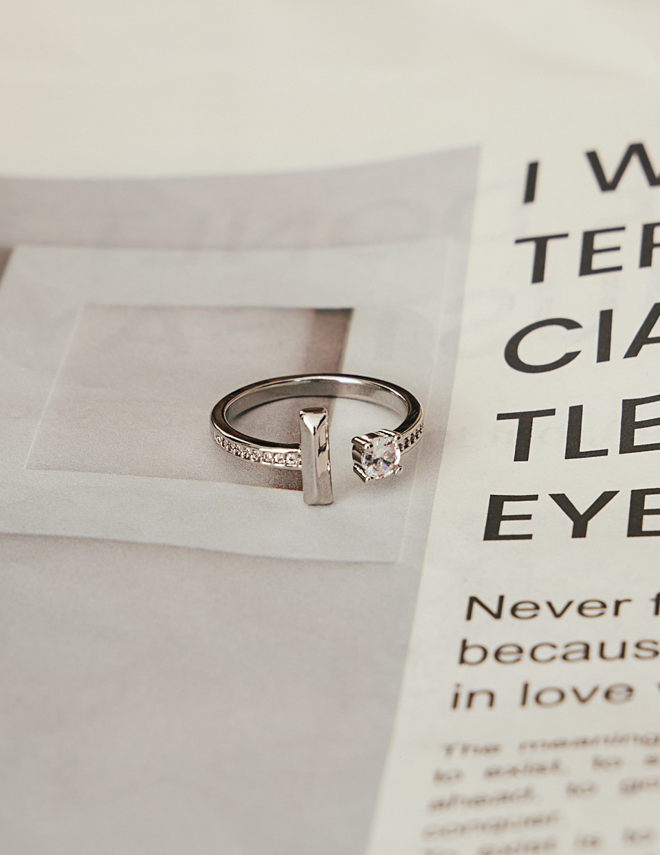 T字閃鑽可調式戒指