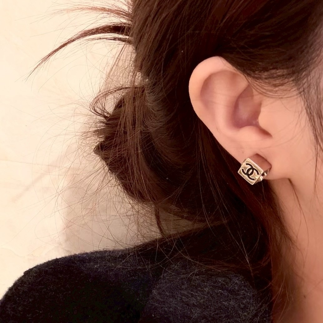 18k”香奶奶25c金銀小方塊鑽耳釘/耳墜”高奢定製系列