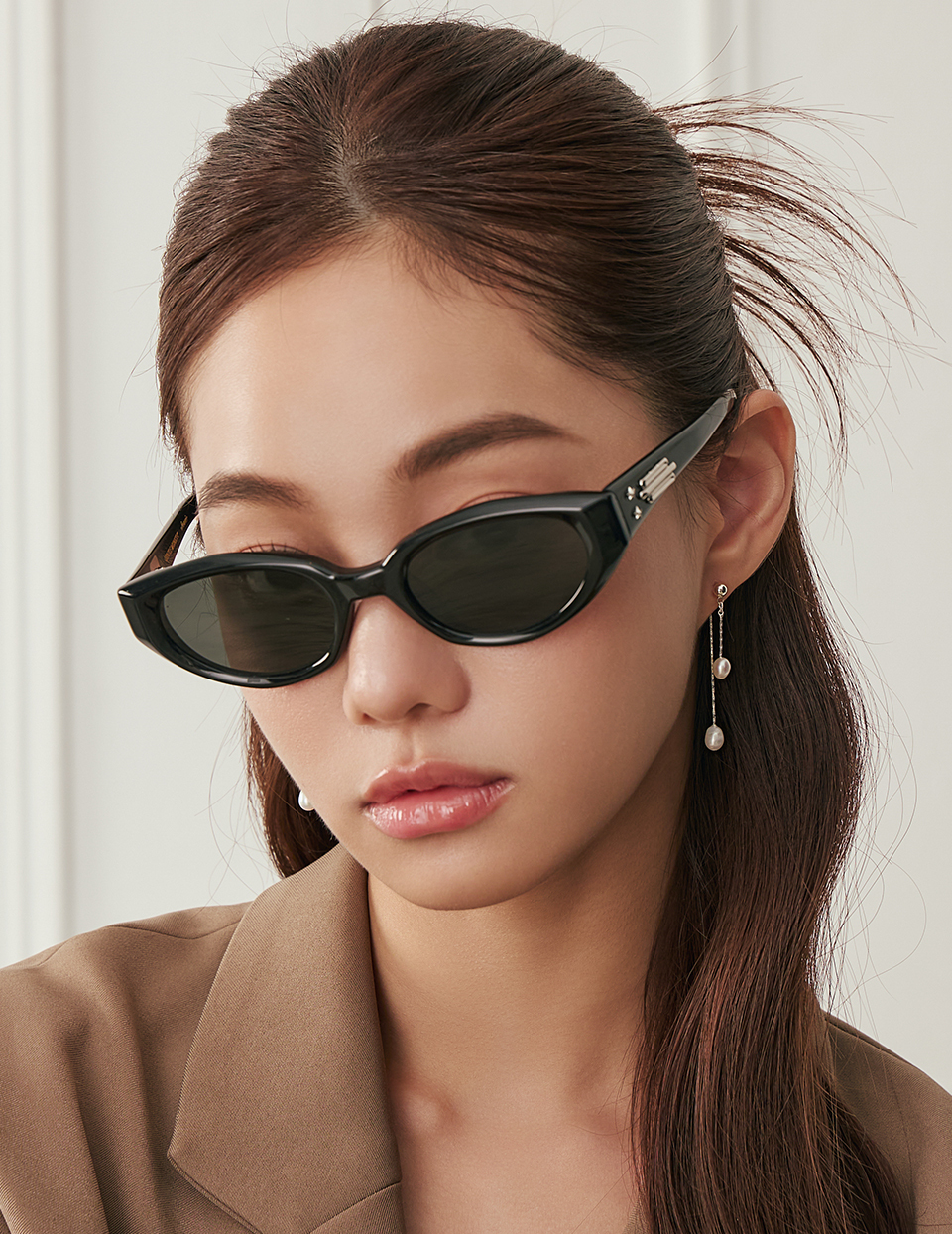 珍珠流蘇兩戴式。針式耳環