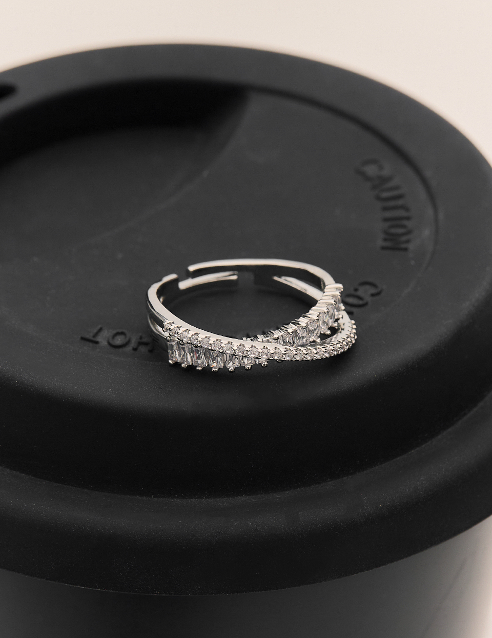 雙層交叉排鑽可調式戒指