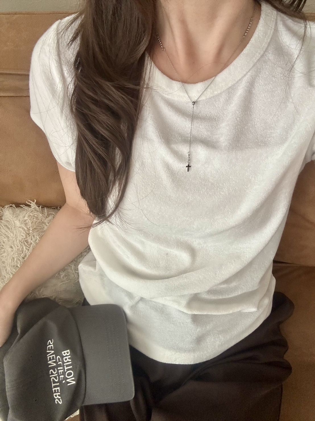 SS magnet slender cross necklace