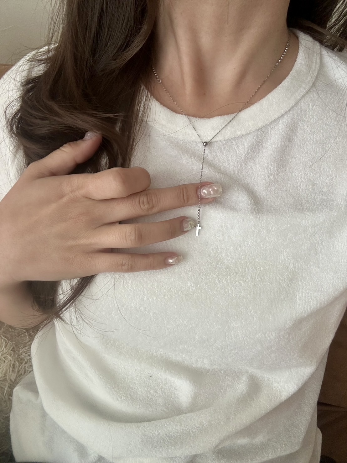 SS magnet slender cross necklace