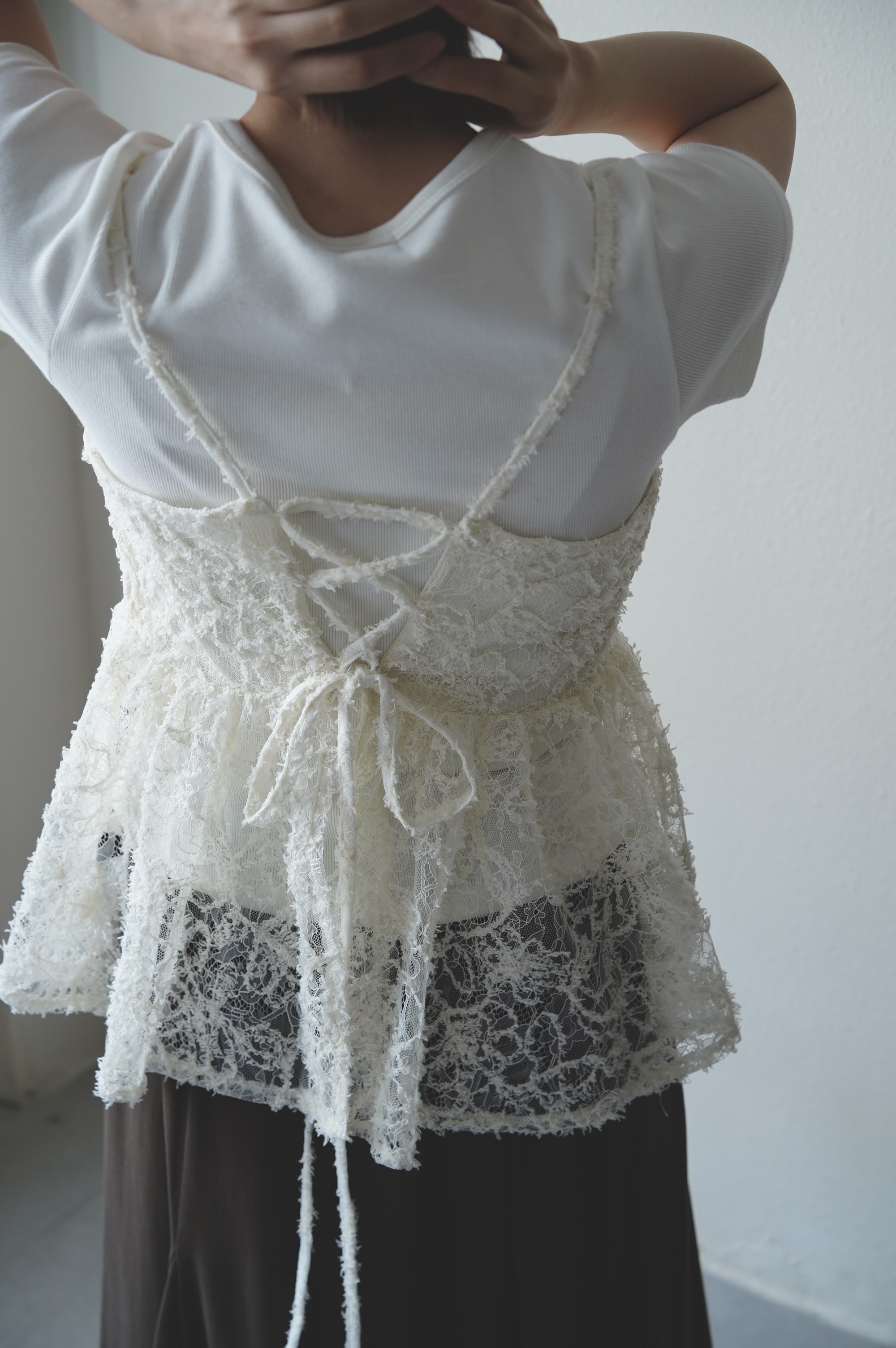 立體蕾絲後綁帶罩衫 - TT62045