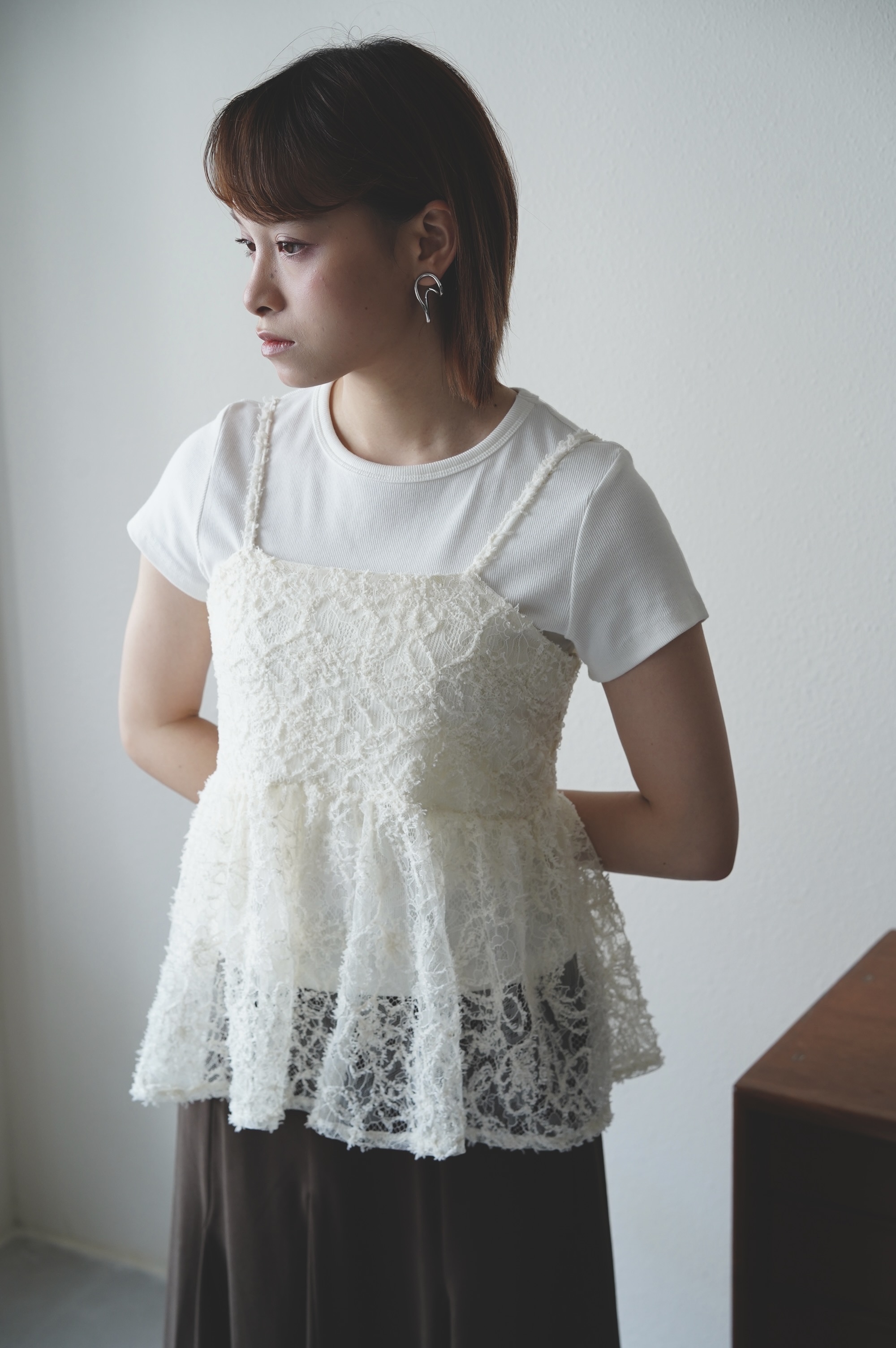 立體蕾絲後綁帶罩衫 - TT62045