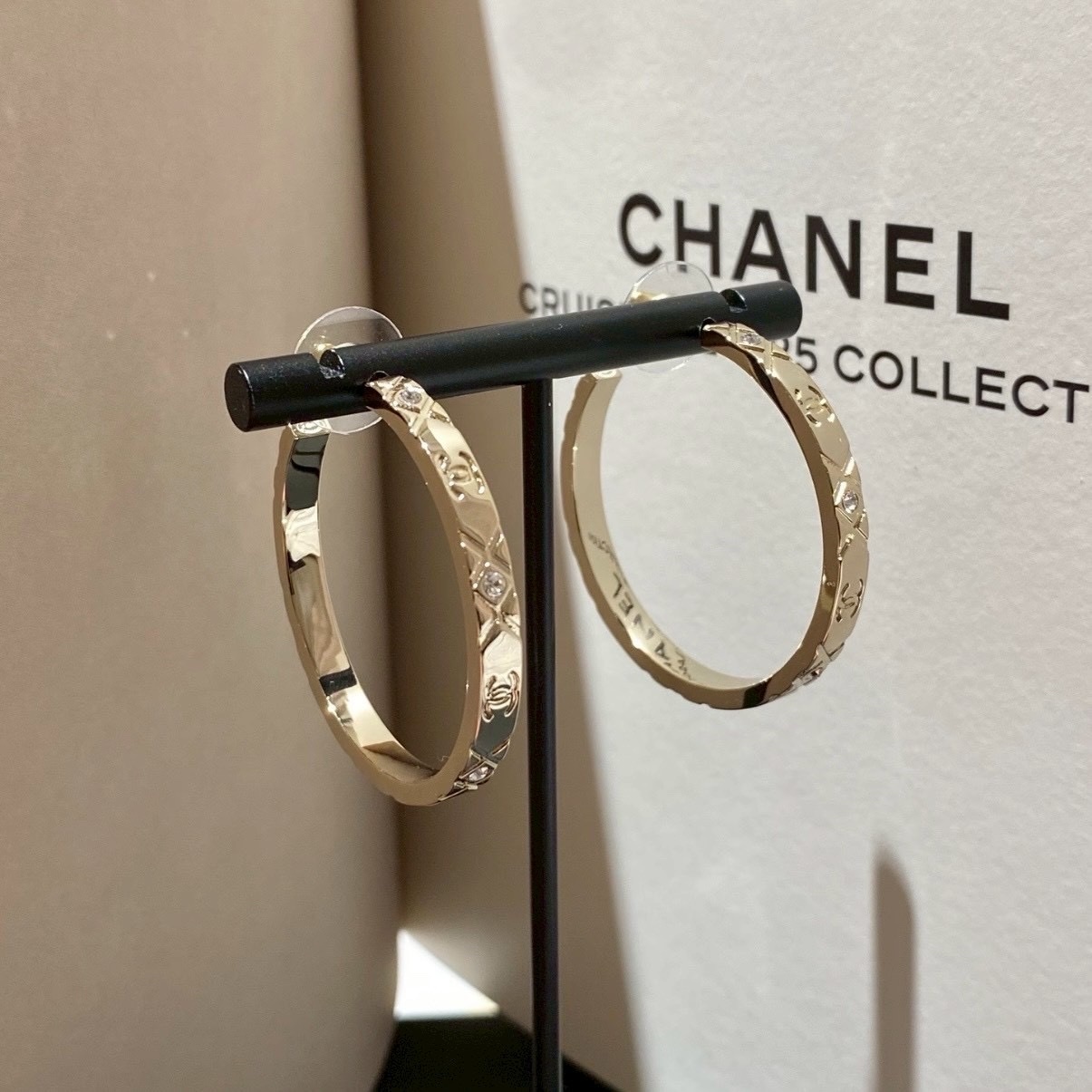 18k 香奶奶25p菱格雙c金鑽”高奢定製大耳圈