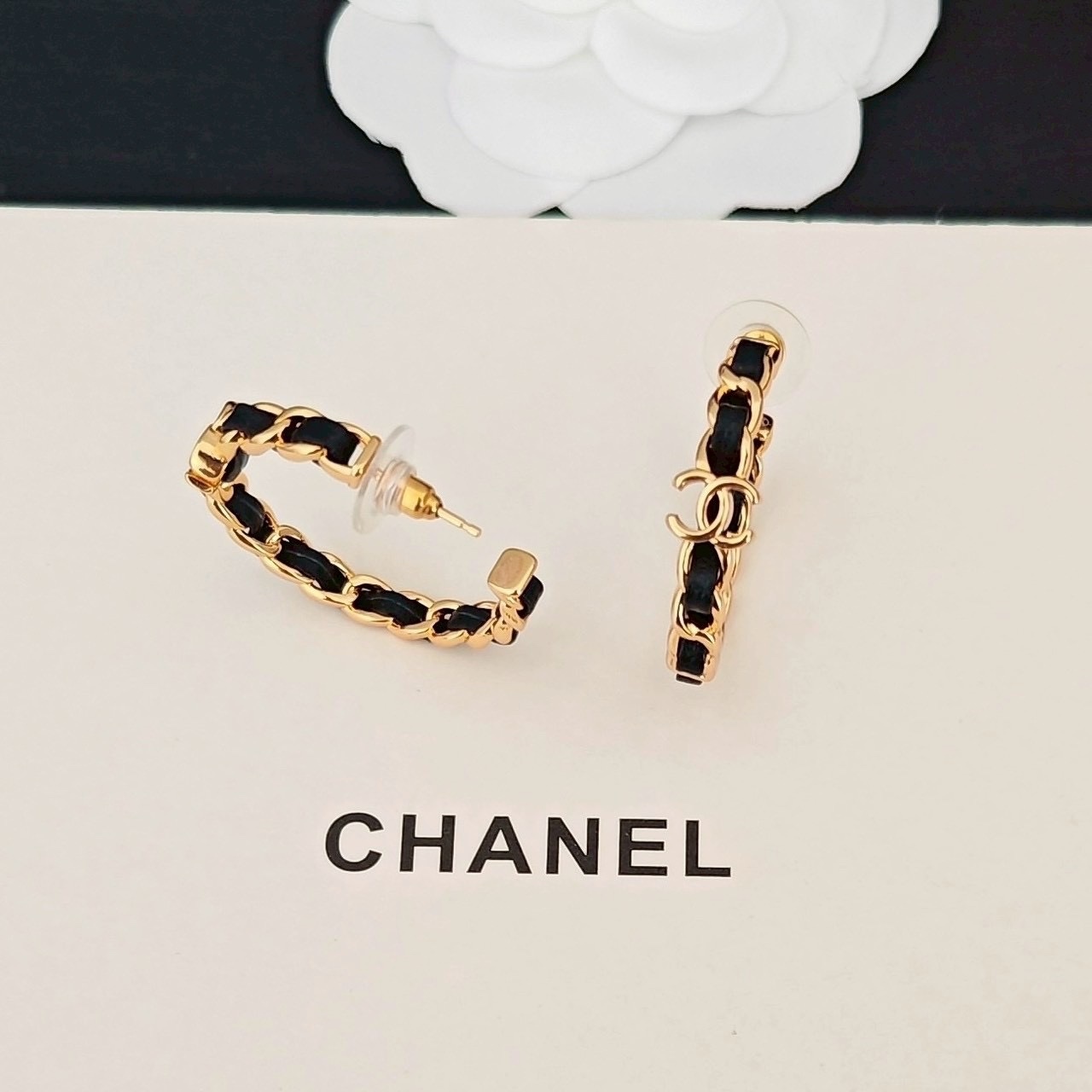 18k”香奶奶26p細皮穿練雙c耳圈/高奢定製