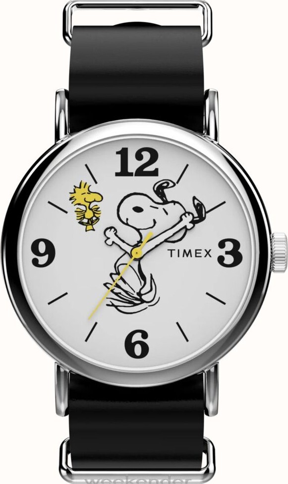 萬年鐘錶 - TIMEX  x Peanuts  天美時   SNOOPY周末旅行皮革錶款 TW2Y60900 錶徑40 MM
