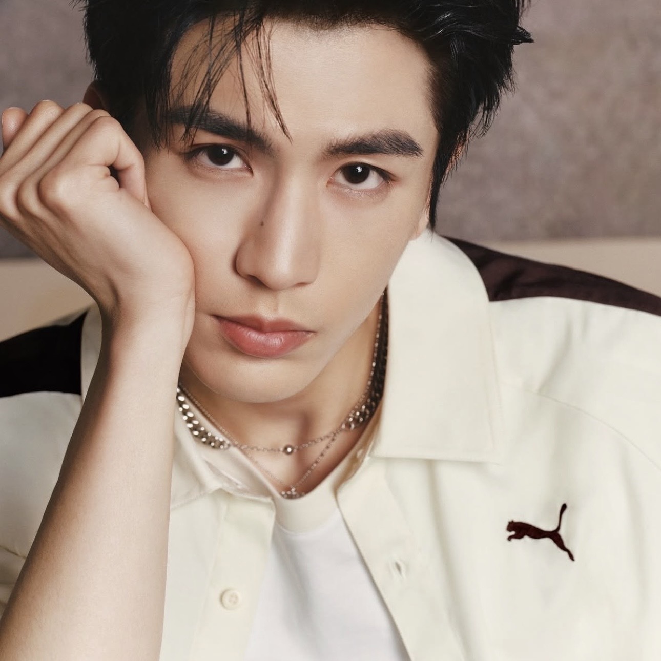 PUMA T7 奶茶 咖 休閒鈕扣 襯衫 兩穿 張凌赫同款 638459-87