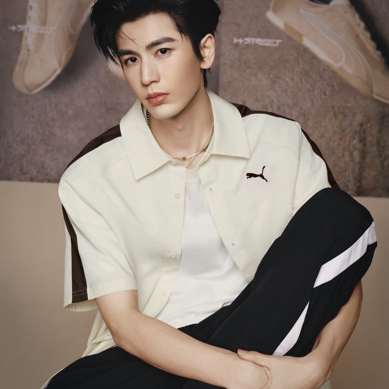 PUMA T7 奶茶 咖 休閒鈕扣 襯衫 兩穿 張凌赫同款 638459-87