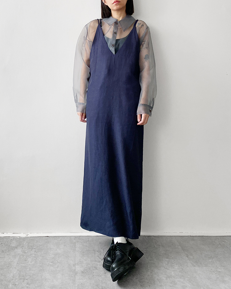 MFD-2890 V領細肩帶洋裝 ɴᴀᴠʏ