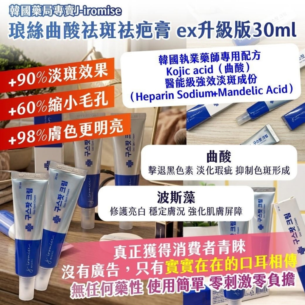 WSBB9423  🇰🇷 韓國藥局專賣 J-iromise 琅絲曲酸祛斑祛疤膏 30ml（6月底）