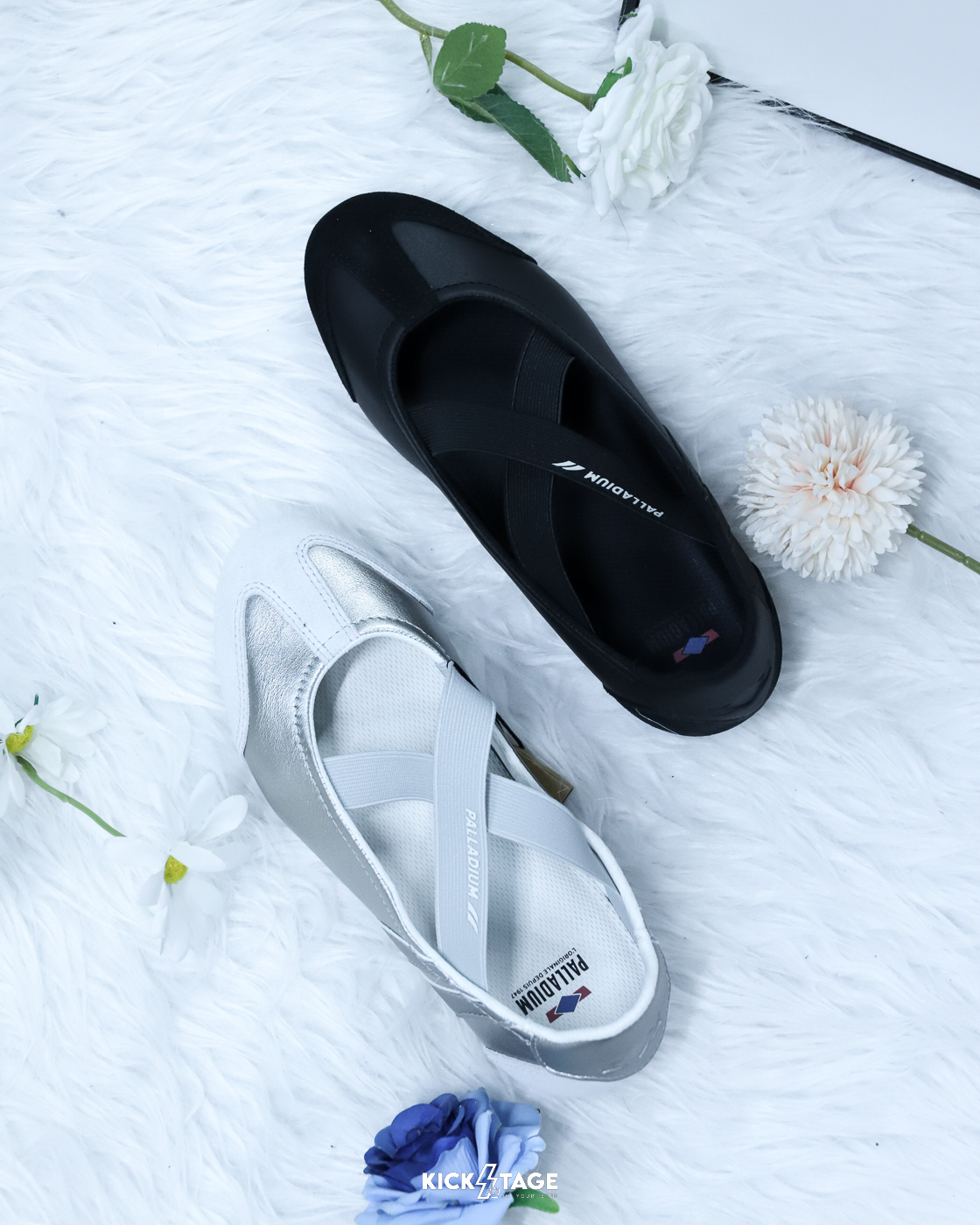 女鞋 PALLADIUM RACER BALLERINA LTH 黑色 銀色 鬆緊帶 皮革 麂皮 芭蕾 瑪莉珍鞋 薄底鞋【94781/94645】