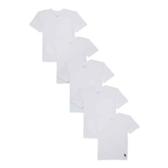 【預購】U.S. Polo Assn. H041721 兒童無標籤全棉圓領短袖內衣（5件裝）