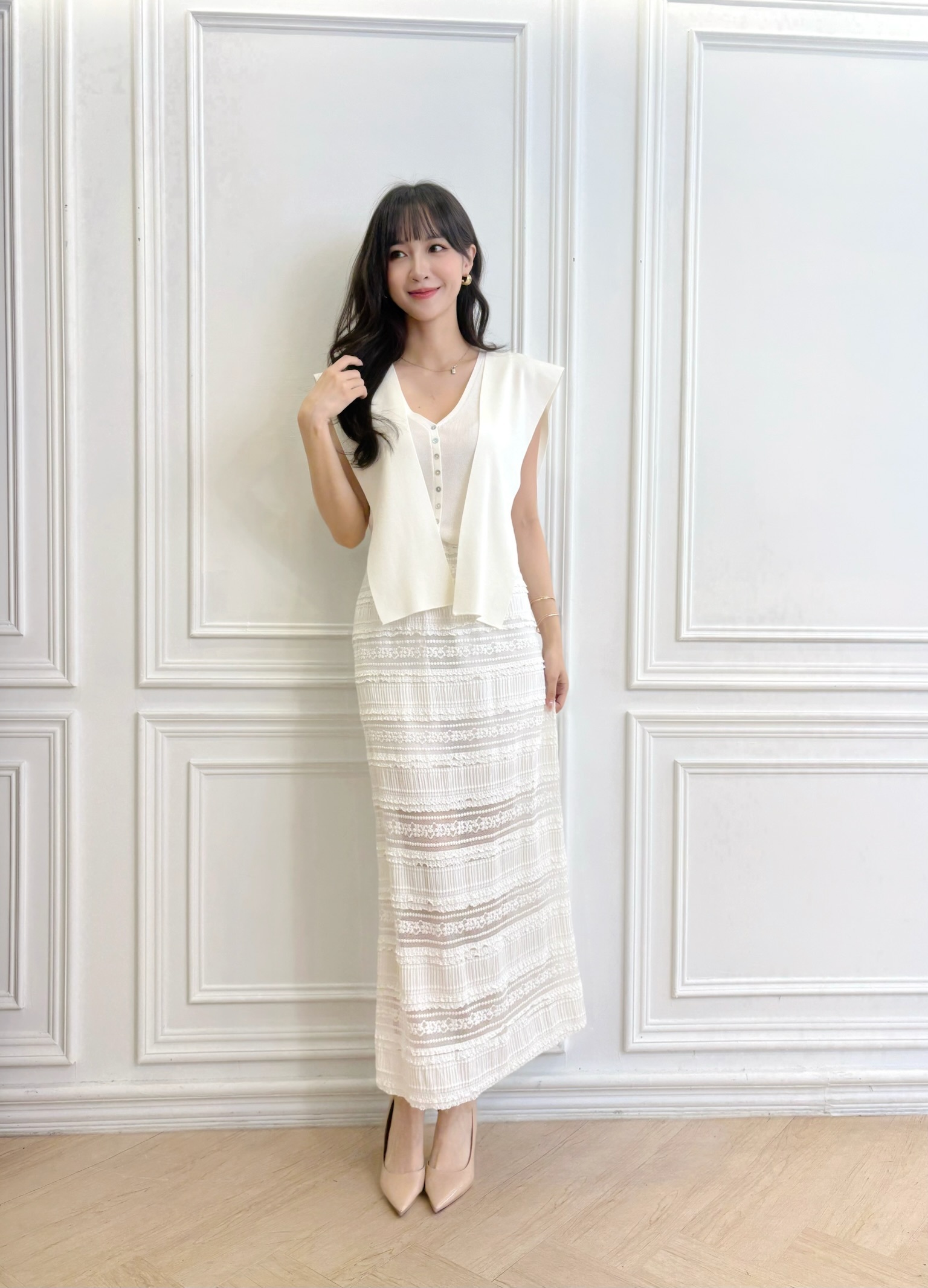 多層次簍空蕾絲裙