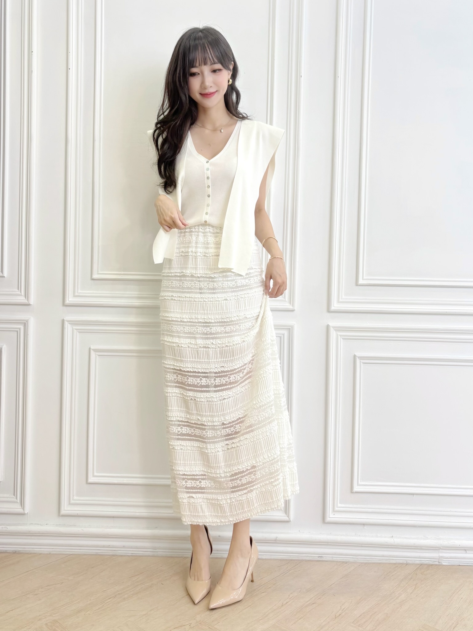 多層次簍空蕾絲裙