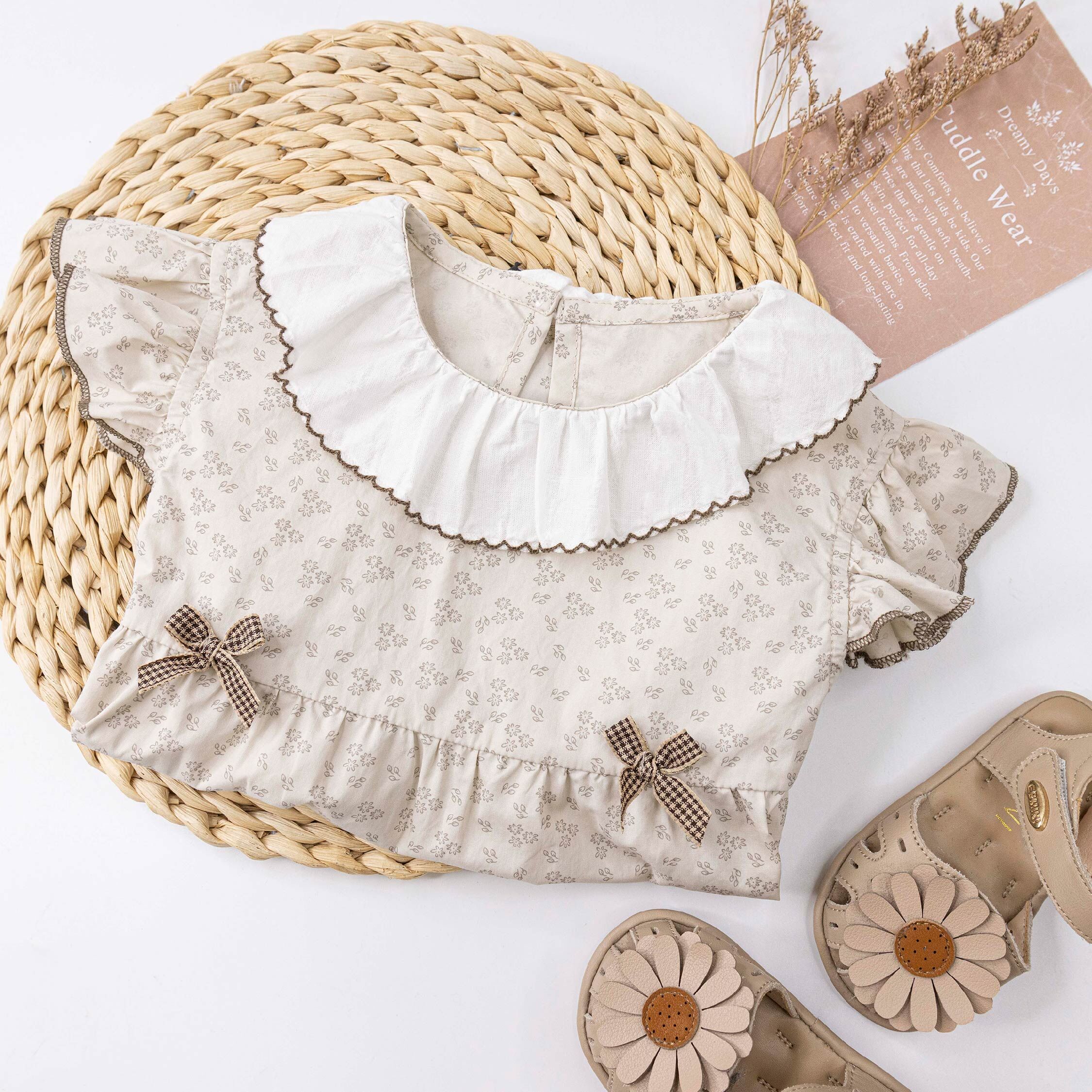 格紋蝴蝶結碎花包屁衣 (JG6001)