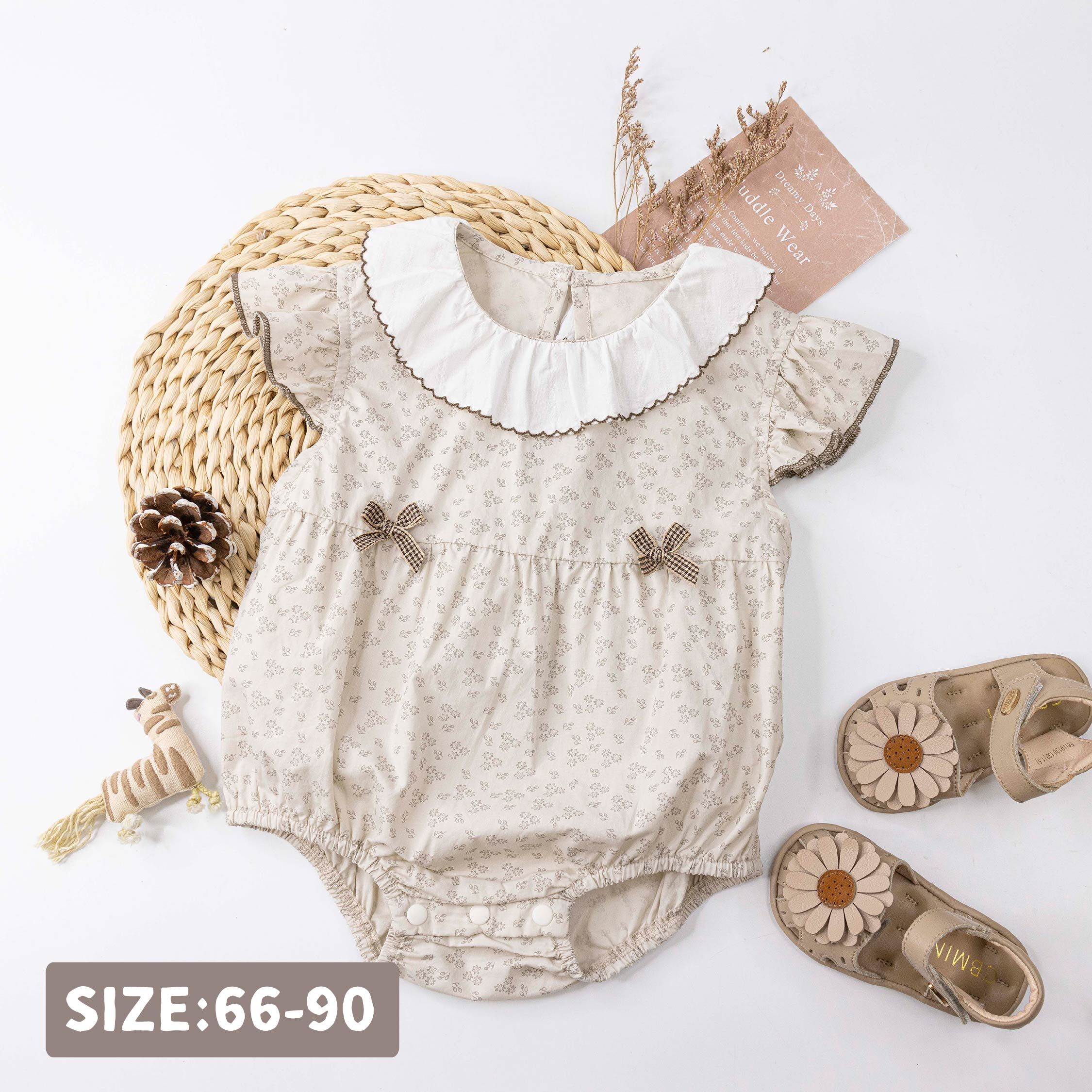 格紋蝴蝶結碎花包屁衣 (JG6001)