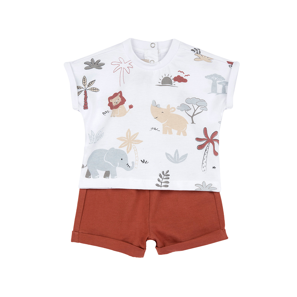 南非探險-滿版動物短袖套裝