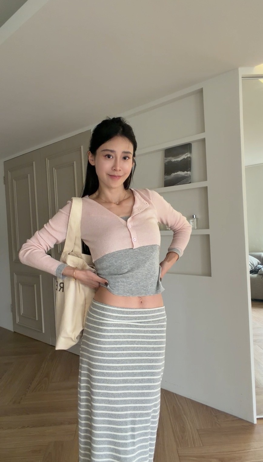 ｜韓國｜假兩件撞色上衣