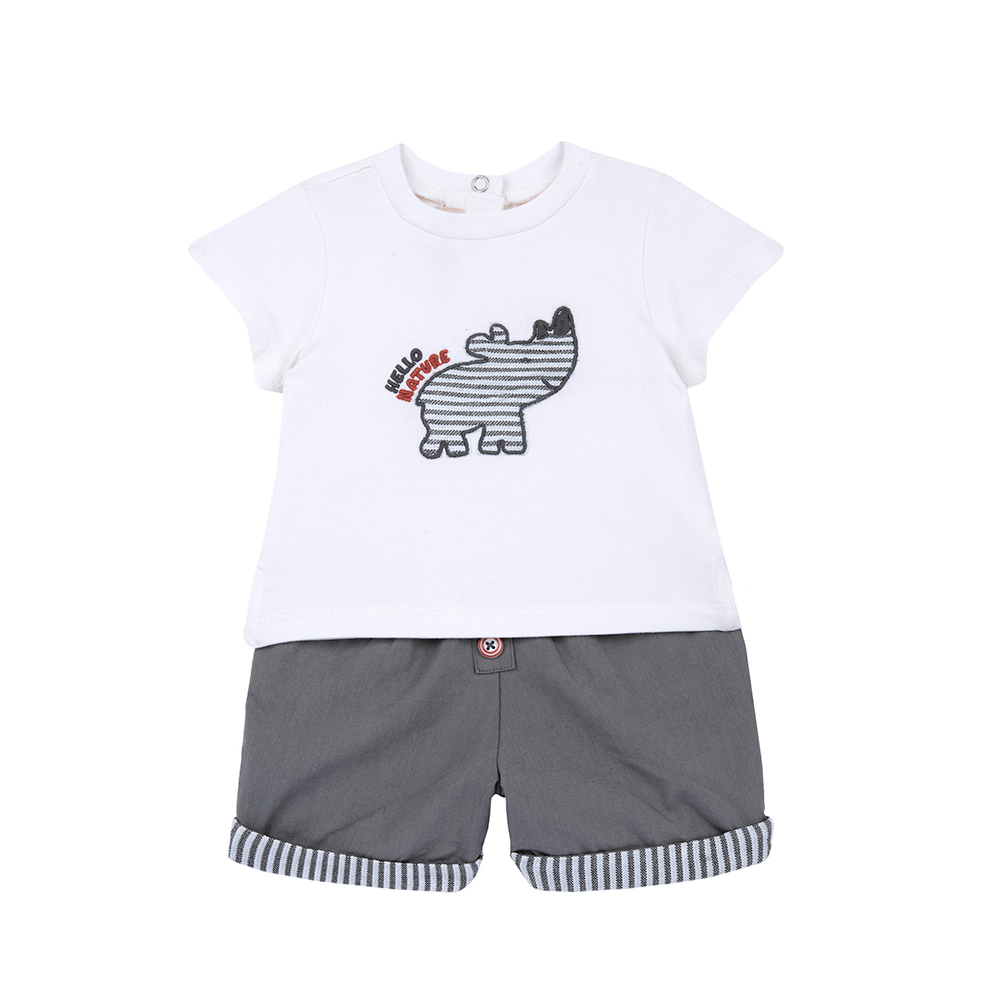 南非探險-犀牛+條紋短袖套裝