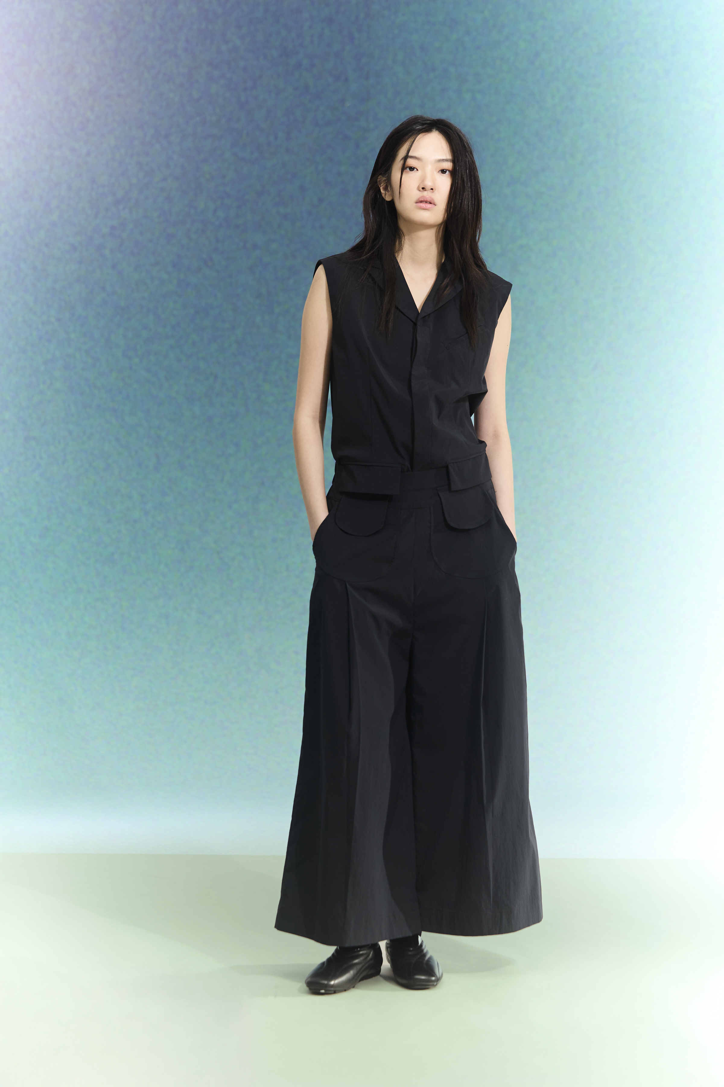 圓圓口袋長寬褲