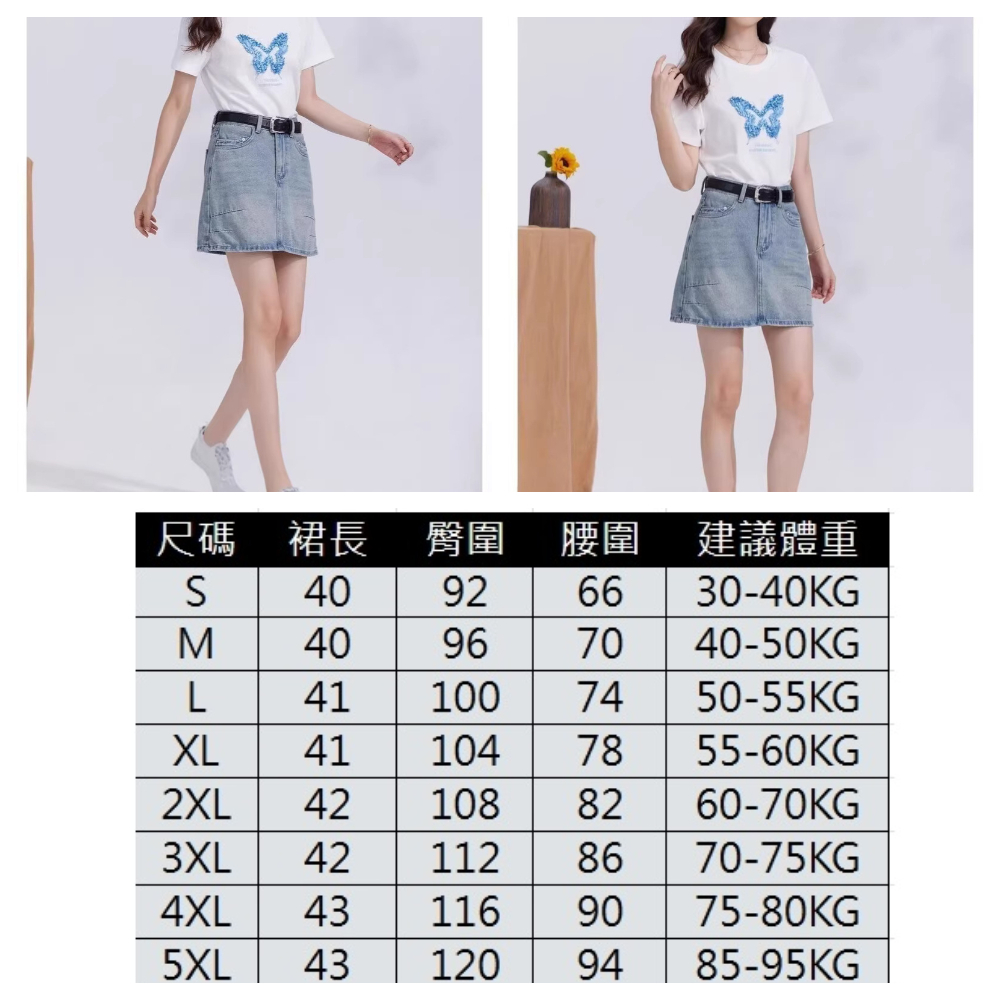 【ASister 小姊姊】AS2408#女裝｜裙子☆中大尺碼單釦A字修身顯瘦牛仔短裙(藍色 S-5XL)