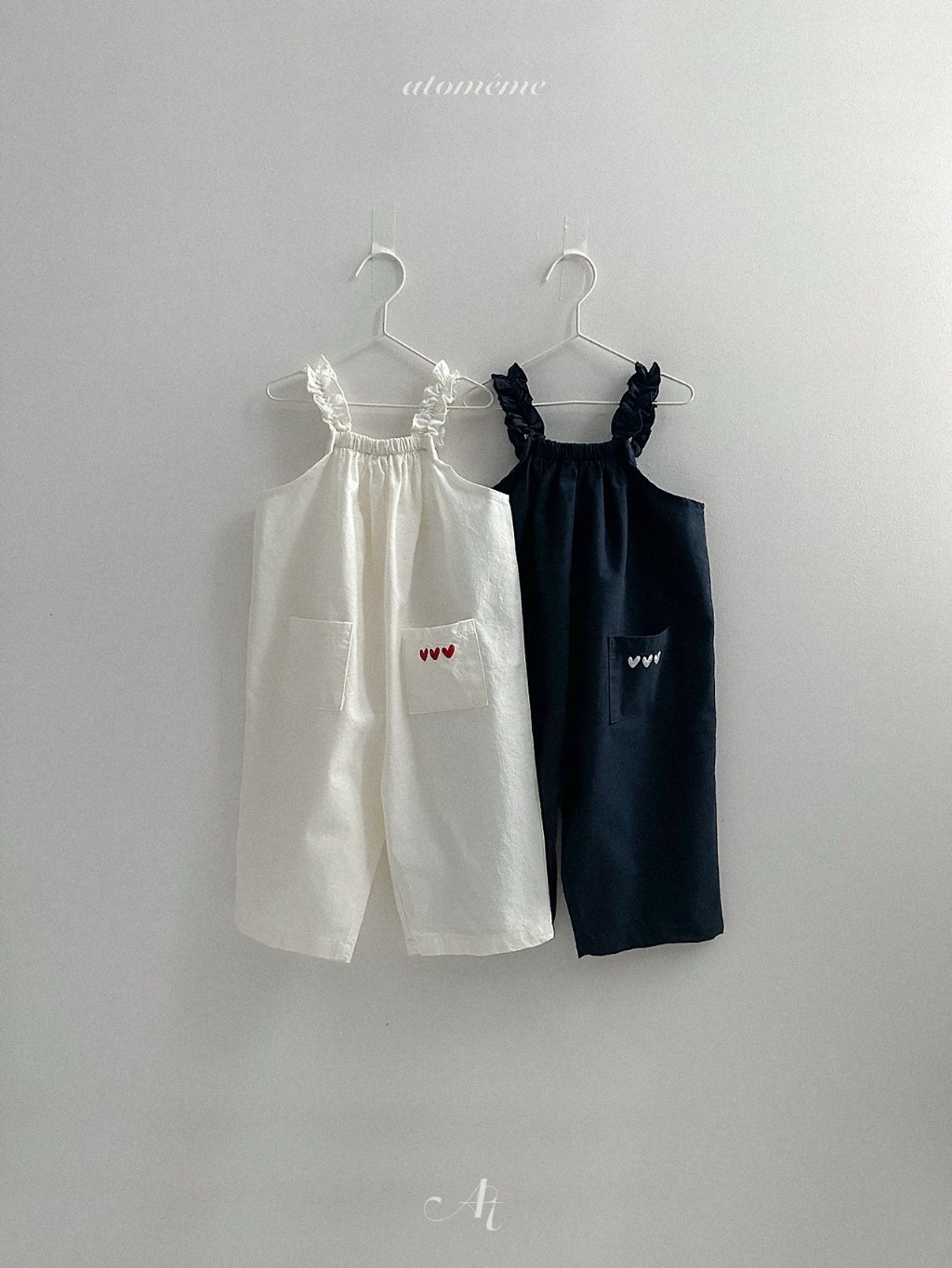 正韓夏ATOMEME 兩色刺繡愛心連身褲