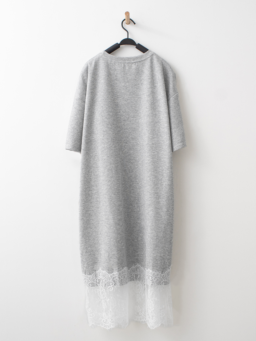 下擺蕾絲剪接修身顯瘦連身裙