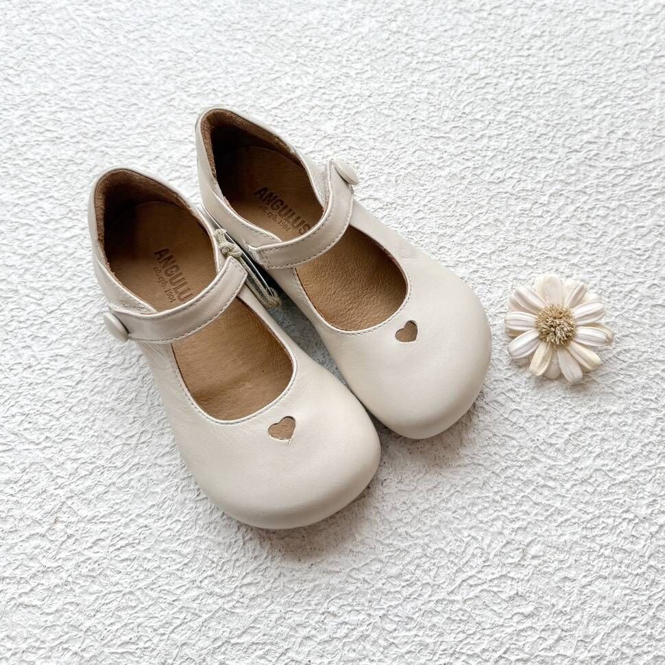 ANGULUS 大鈕扣瑪莉珍愛心鞋 Mary Jane with heart - Buttermilk