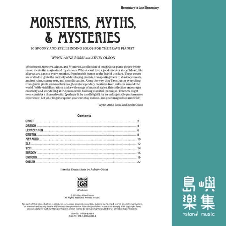 Monsters, Myths & Mysteries: Piano Book