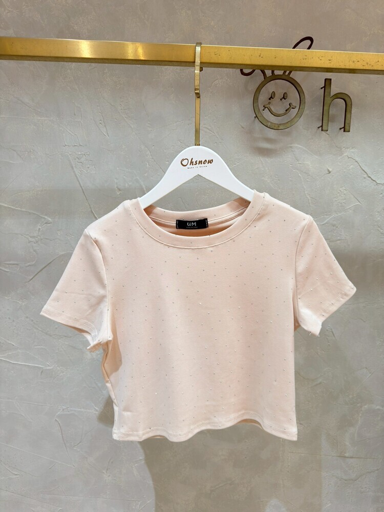 滿鑽奶茶短版上衣