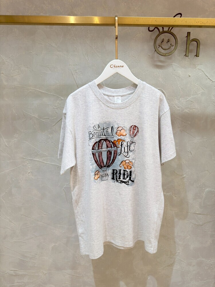 雲朵熱氣球花灰上衣