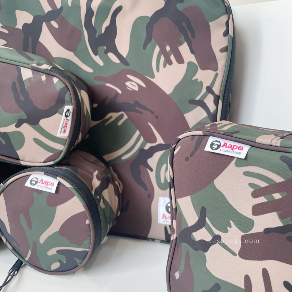 AAPE BY A BATHING APE 綠迷彩 旅行收納包 收納組 置物包 5入