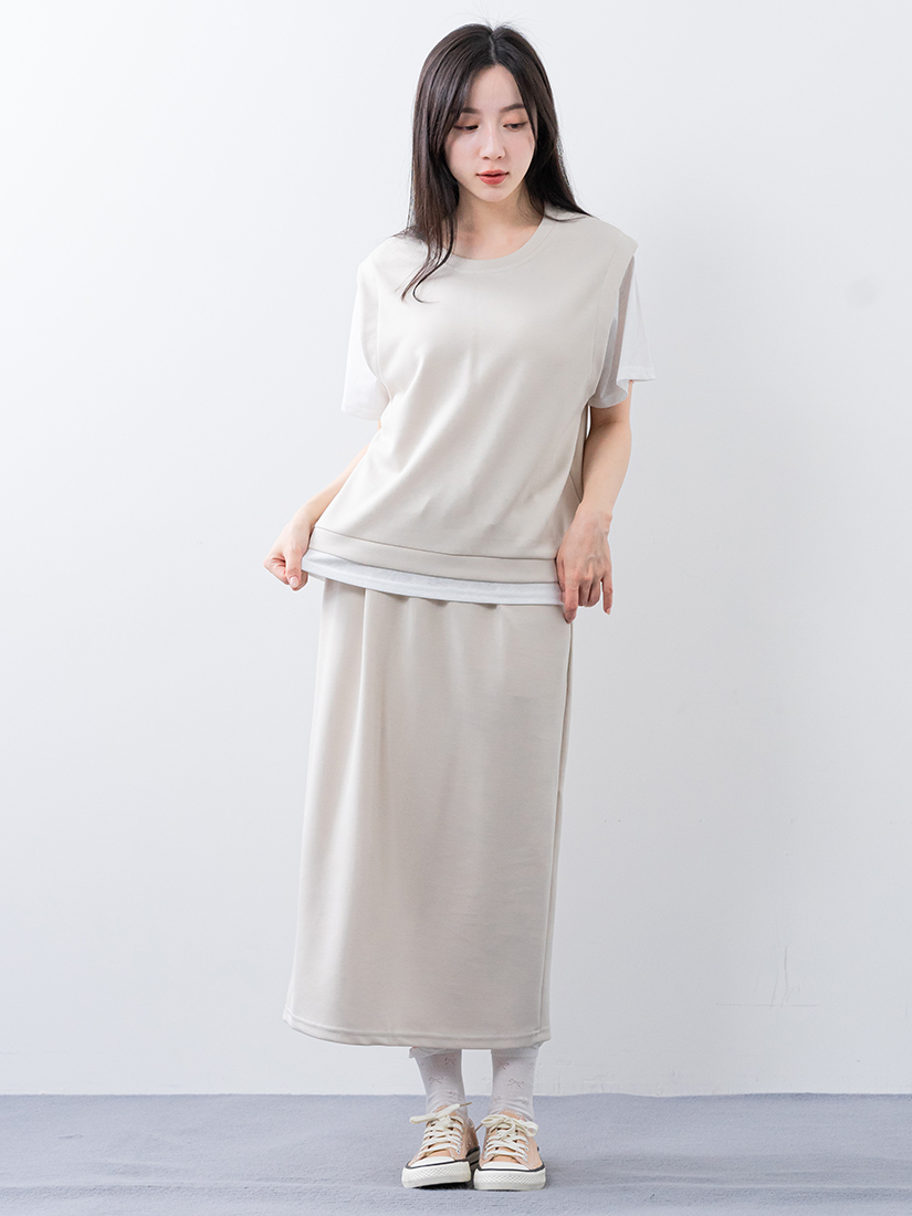 輕盈空氣棉日系仿兩件式修身成套組