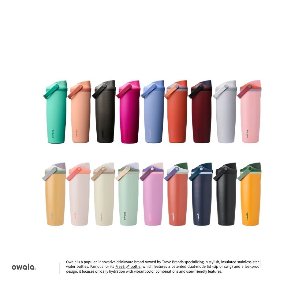 "代購" OWALA FreeSip Stainless Steel Water Bottle 撞色手提 不鏽鋼保溫吸管杯 30oz 890ml