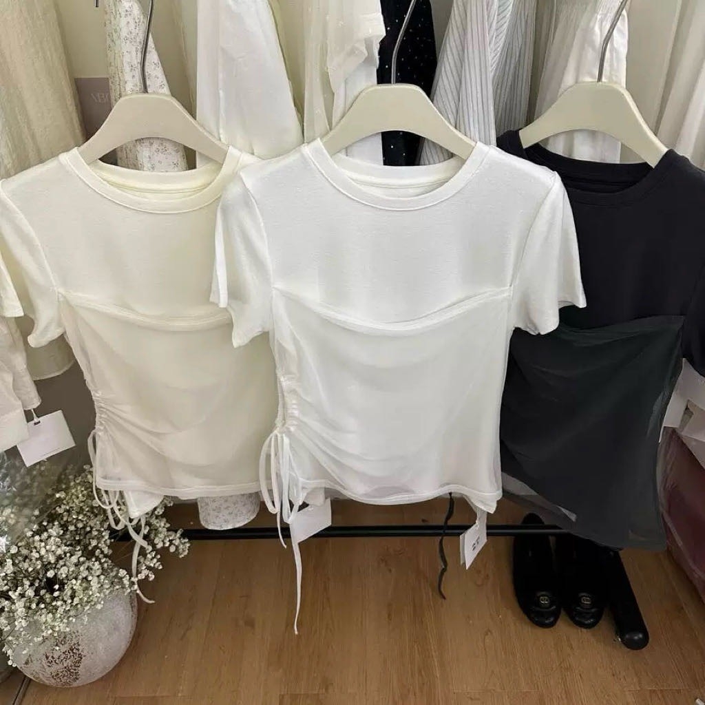 圓領拼紗假二件上衣 RCR2878