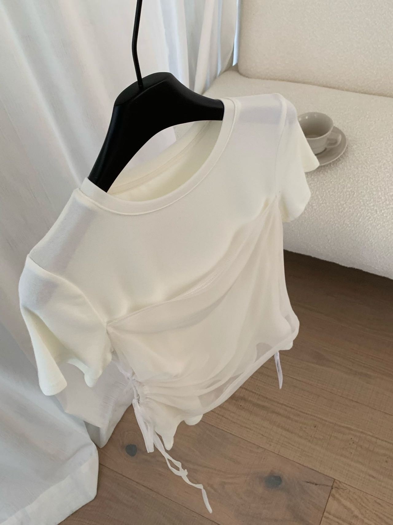 圓領拼紗假二件上衣 RCR2878