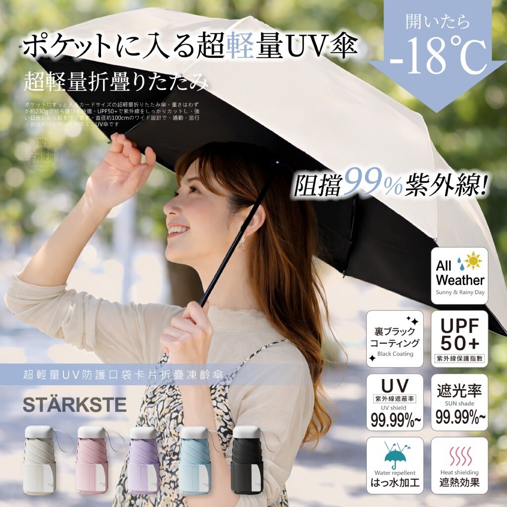 STÄRKSTE® 超輕量UV防護口袋卡片折疊凍齡傘