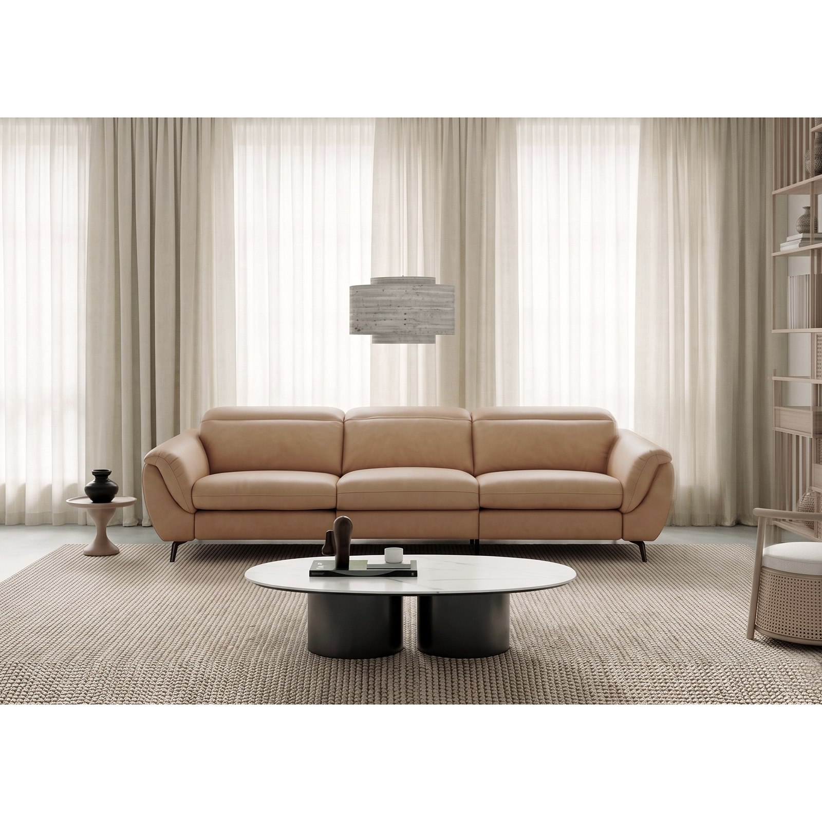 Caleb 牛皮電動沙發 - 奶茶色〔SFA5518〕