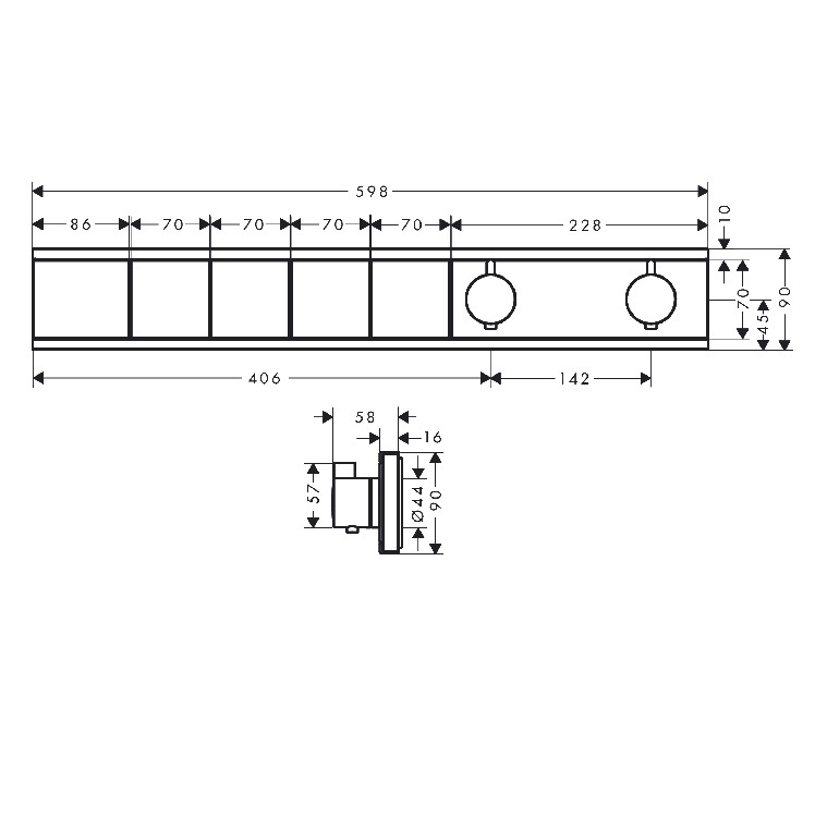 hansgrohe RainSelect 15382, -000 + 15312, -180 Thermostat for concealed installation for 4 functions