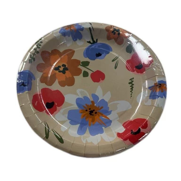 免洗紙盤/花朵18cm 8入