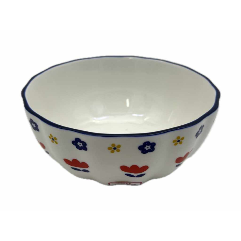 餐碗/藍線 鬱金香 約16.5cm