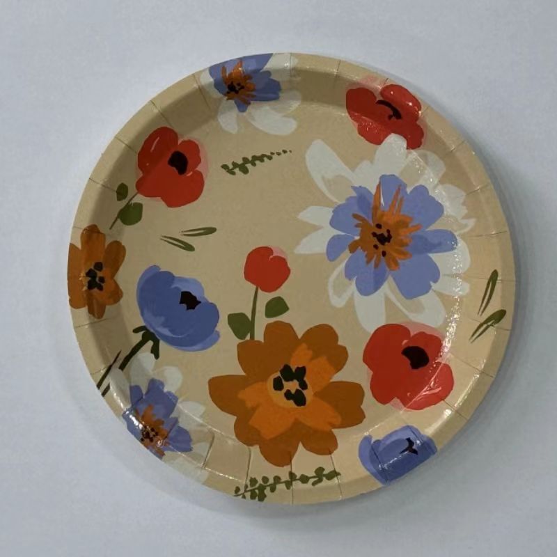 免洗紙盤/花朵18cm 8入