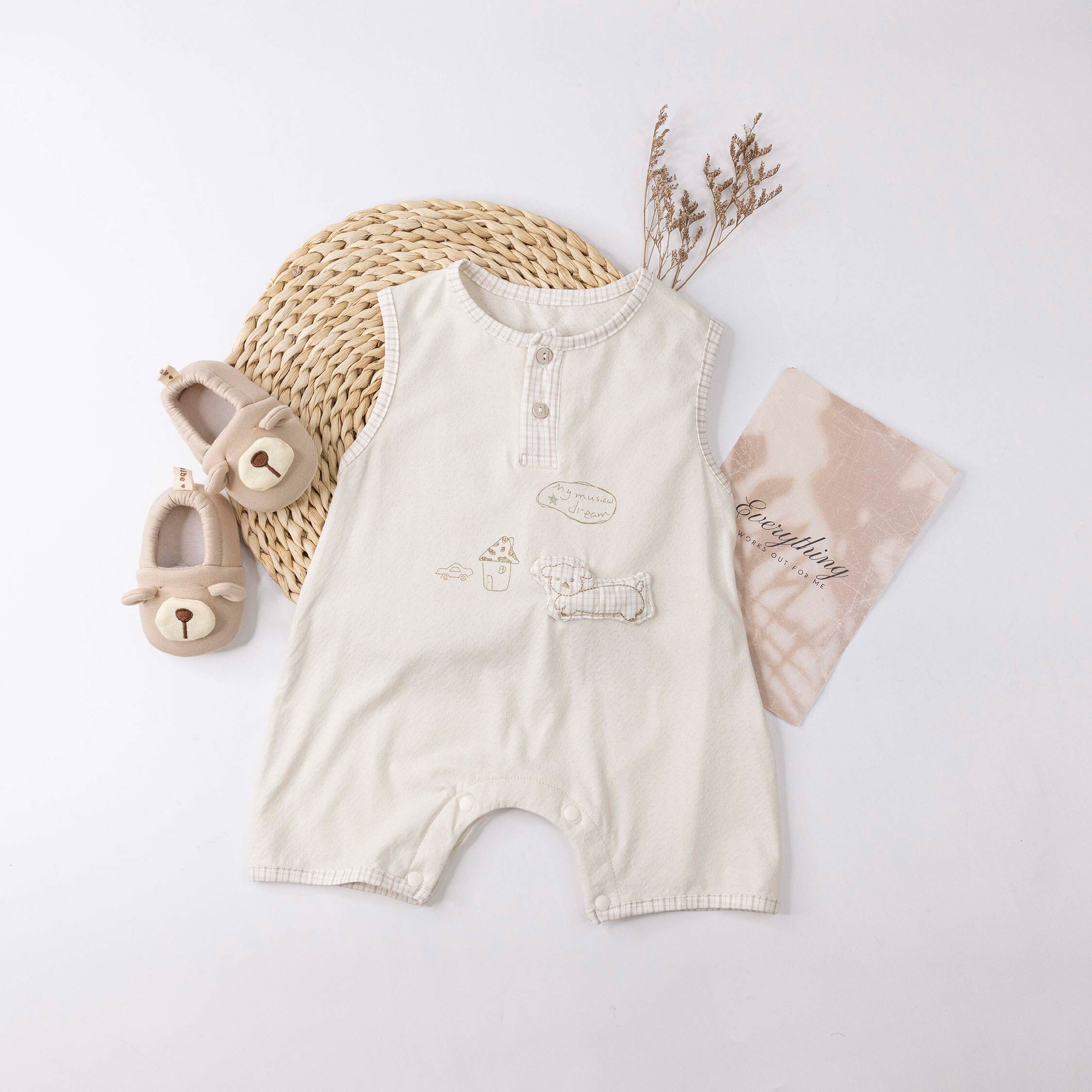 手繪圖案狗狗車縫連身衣 (JG6017)