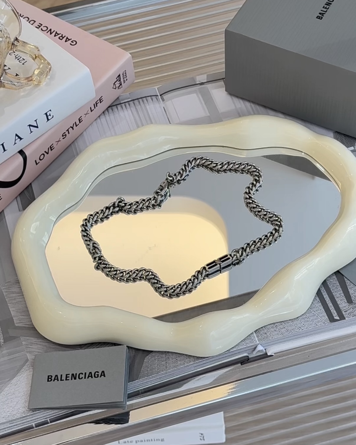 BALENCIAGA｜BB ICON做舊項鍊 銀色