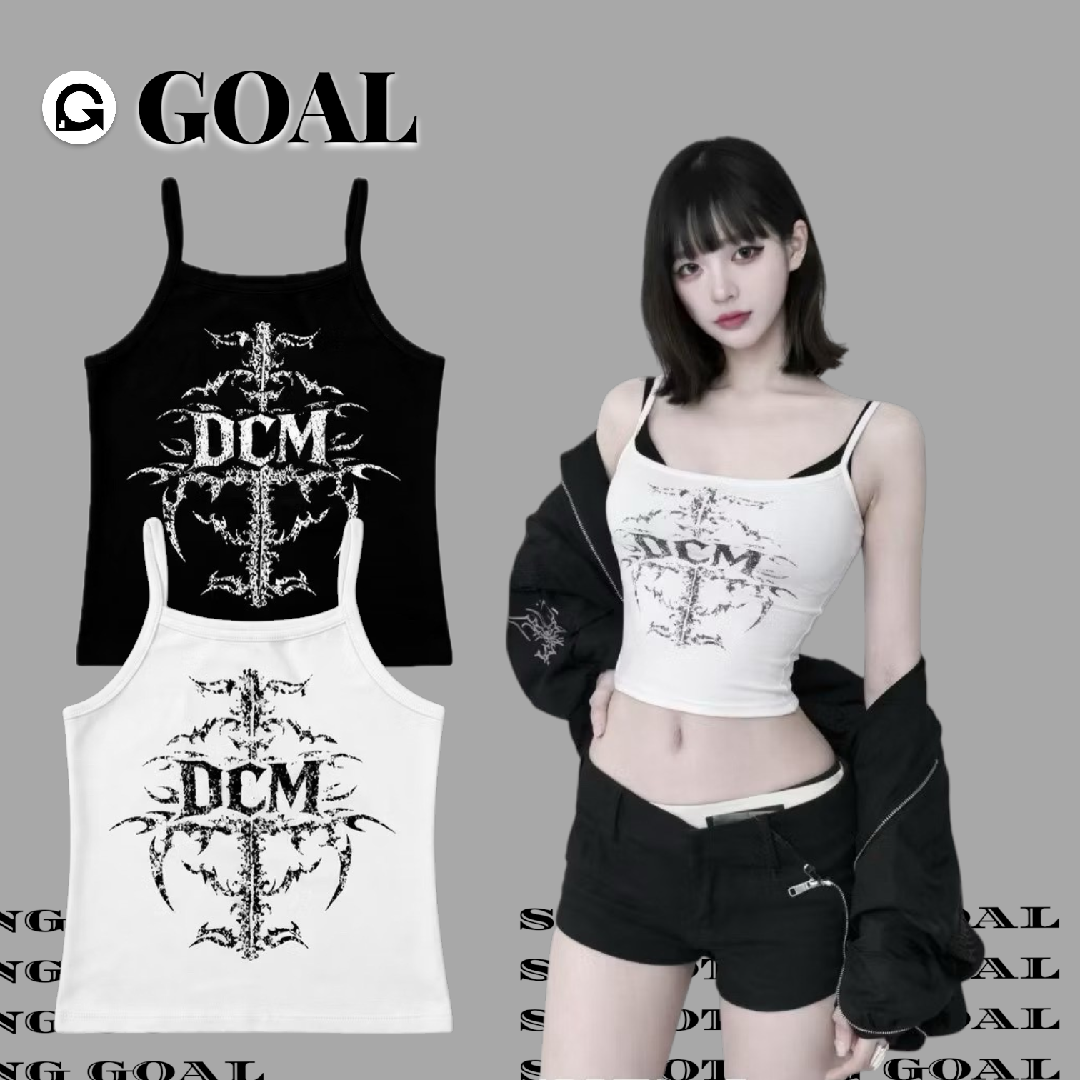(GOAL) DCM 荊棘 短版 縮腰 剪裁 細肩 背心