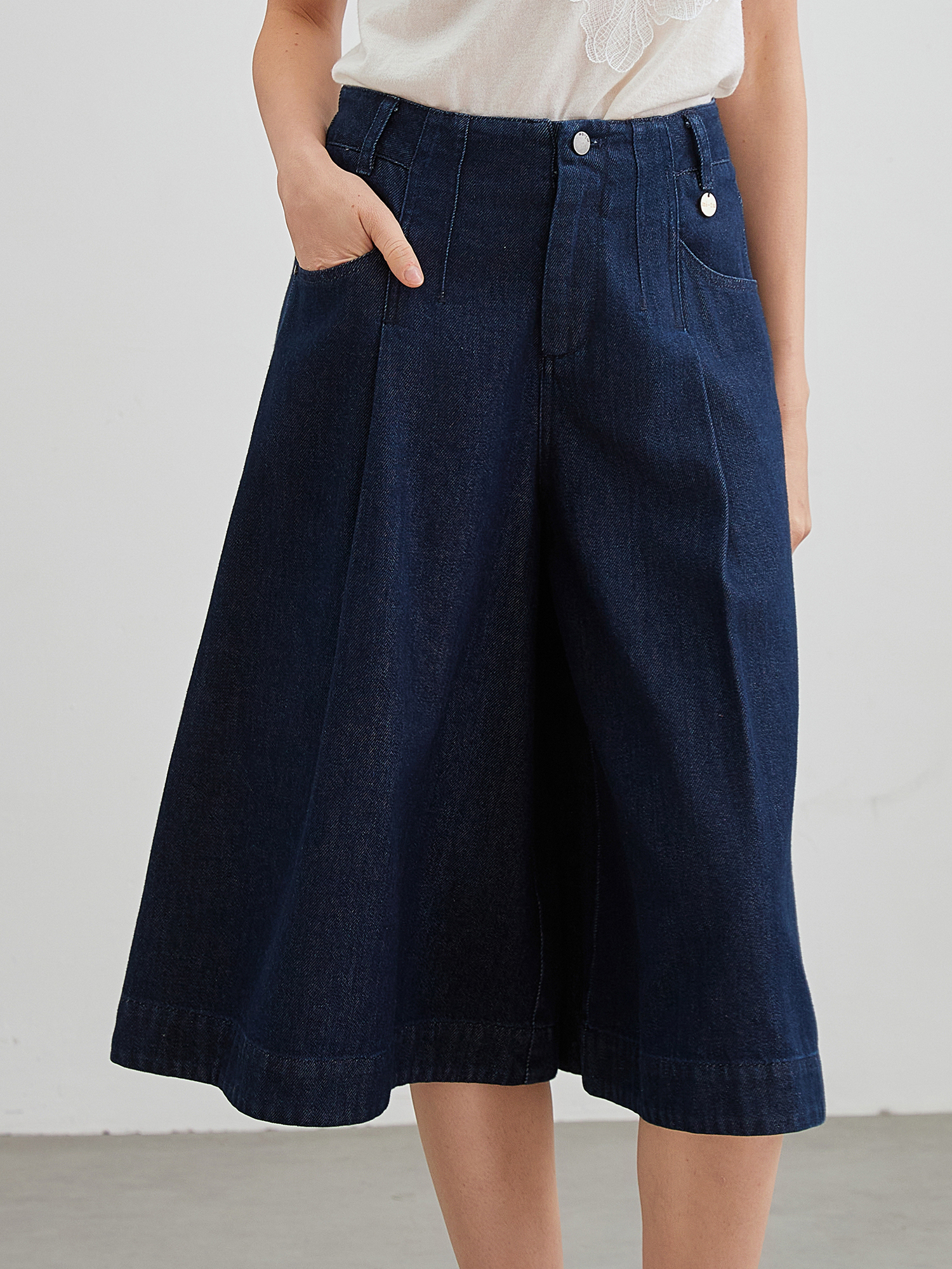 mi-tu denim cropped wide-leg pants