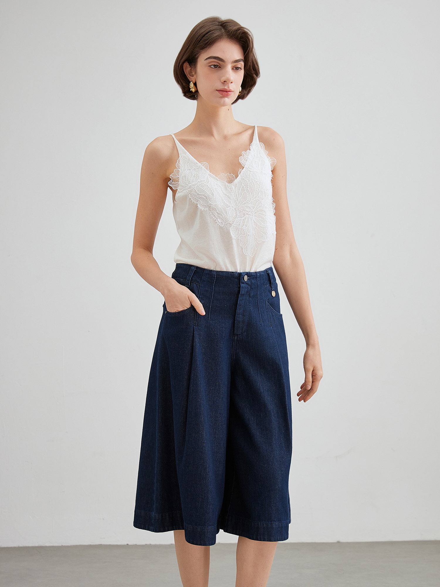mi-tu denim cropped wide-leg pants