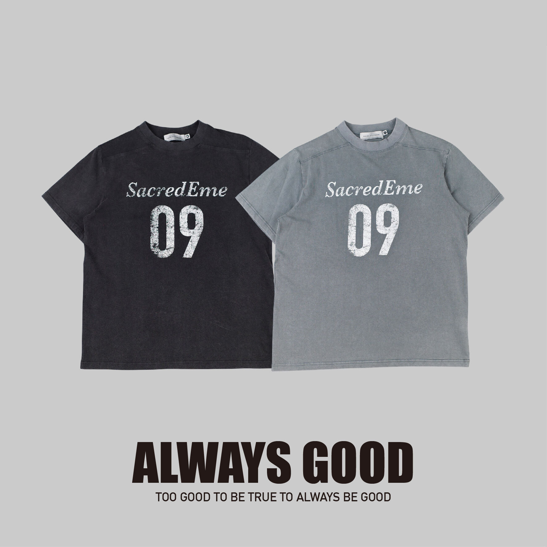 『Always_Good』水洗 做舊 小領口 短版 短T